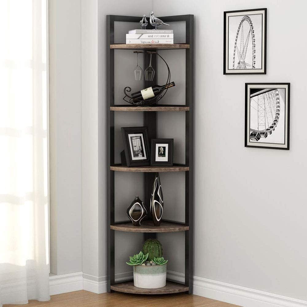 Brown MDF sheet and Metal Frame Corner Shelf - My Store