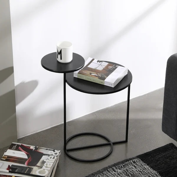 Modern Metal 2-Tiered Double Tray Side Table - My Store